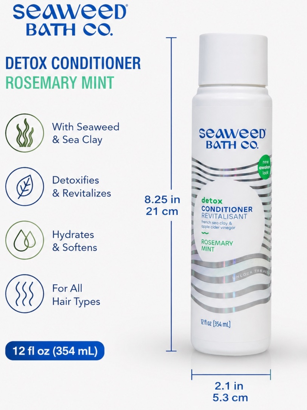 Seaweed Bath Co. Detox Conditioner Rosemary Mint 12 oz NEW - Picture 3 of 3